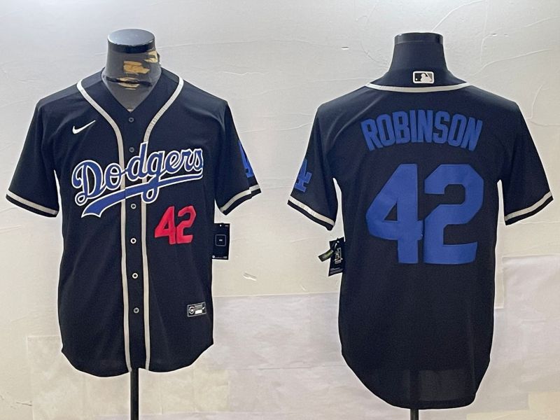 Men Los Angeles Dodgers #42 Robinson Black Game 2024 Nike MLB Jersey style 11213